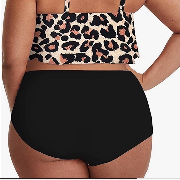 Womens High Waist Plus Size Tummy Control 2 Piece - Picture 3 of 3
